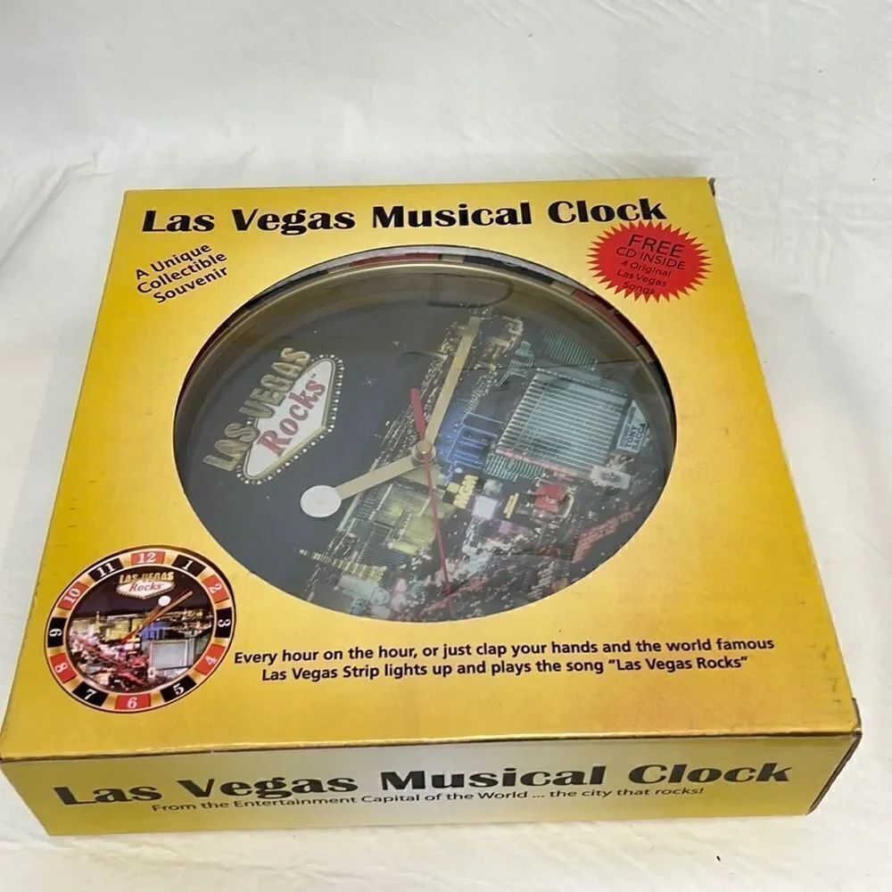 Las Vegas Musical Clock Collectible Souvenir Free CD Included 4 Original Songs